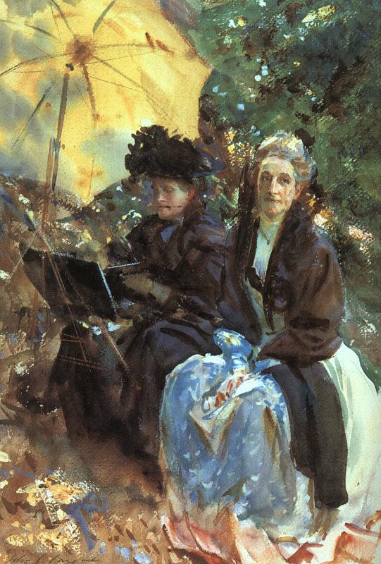 Miss Wedgewood and Miss Sargent Sketching, John Singer Sargent